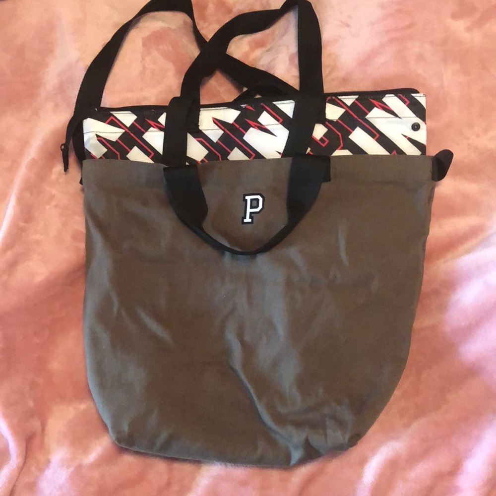 PINK cooler zipper bag with canvas shoulder bag